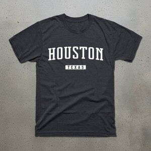 Houston Texas Classic College Arch Lettering Dark Gray Graphic Tee